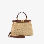 Fendi Peekaboo Mini Brown leather and macramé bag - Image 3
